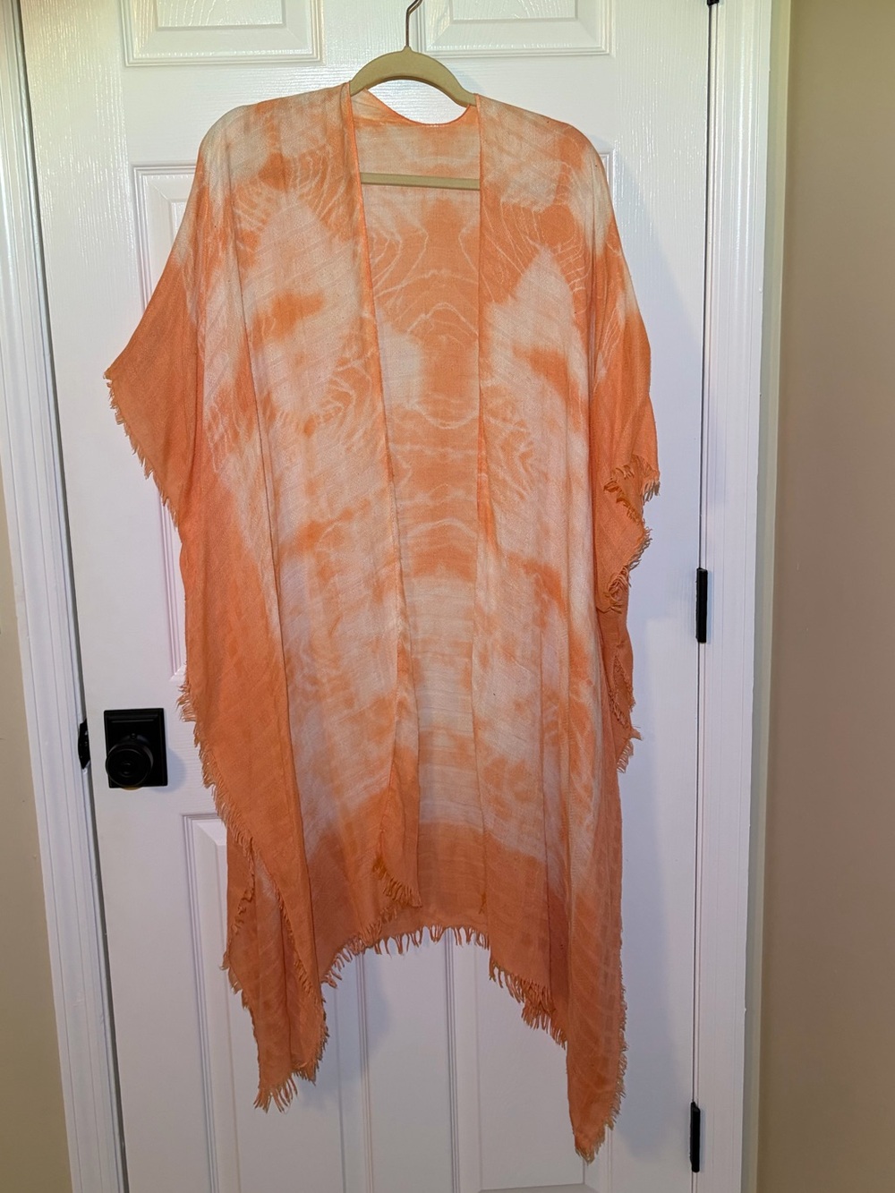 Lightweight Sherbert Orange Tie-Dye Kimono Cover-Up. One size Fits Most